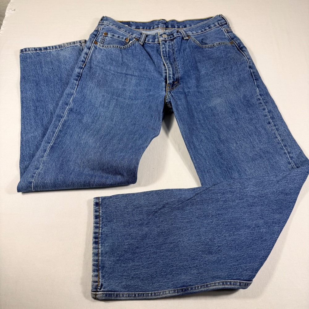 Levis 550 Relaxed Fit Jeans 36x34 Blue Tapered Leg Med Wash Denim Tall Long
